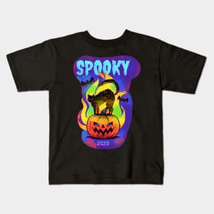 Spooky 2020 (cat pumpkin) Kids T-Shirt